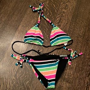 Vitamin A Neon rainbow bikini size small, sold as set!